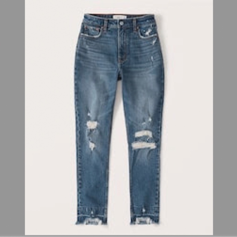 Abercrombie Curve Love High Rise Skinny Jeans Size 26 Long Dark Ripped Wash